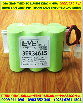 EVE 3ER34615 (3 viên ghép bộ), Pin nuôi nguồn EVE 3ER34615 lithium 3.6v 57000mAh chính hãng